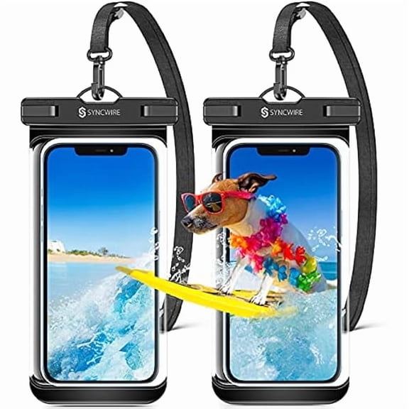 Syncwire Waterproof Mobile Phone Case, Pack of 2 Underwater Mobile Phone Case, 7 Inch Waterproof Mobile Phone Case with Side Buttons, Seamless Design for iPhone 14 13 12 11 Pro XS Max Mini SE XR X 8
