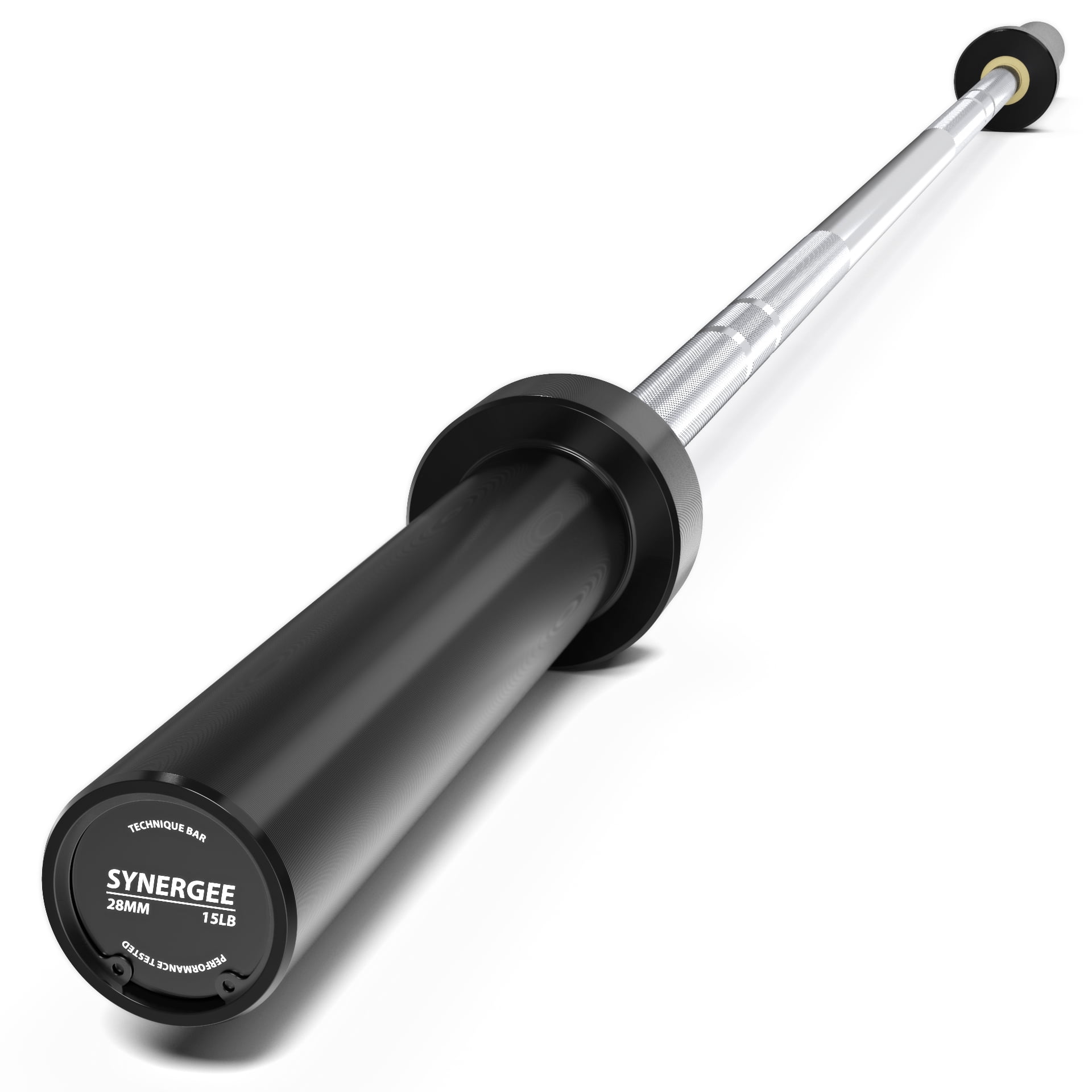 Synergee 15lb Technique Barbell Silver Aluminum Bar for Form & Technique Training for Power & Olympic Lifting.