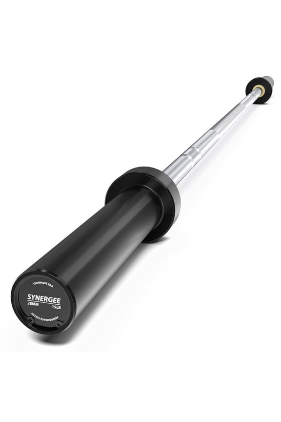 15lb Technique Barbell Silver Aluminum Bar for Form & Technique Training for Power & Olympic Lifting.