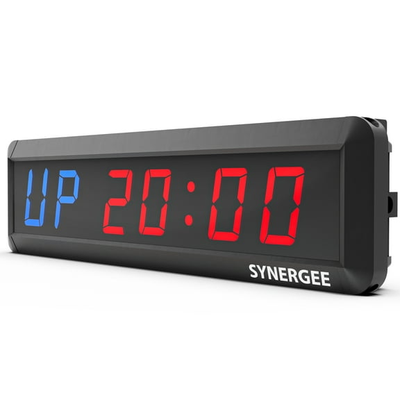 Synergee 16.5” Workout Interval Timer. Programmable Wall Mounted Interval Timer. Gym Timer with Wireless Remote. Tabata EMOTM Stopwatch Count Up/Down MMA Clock.