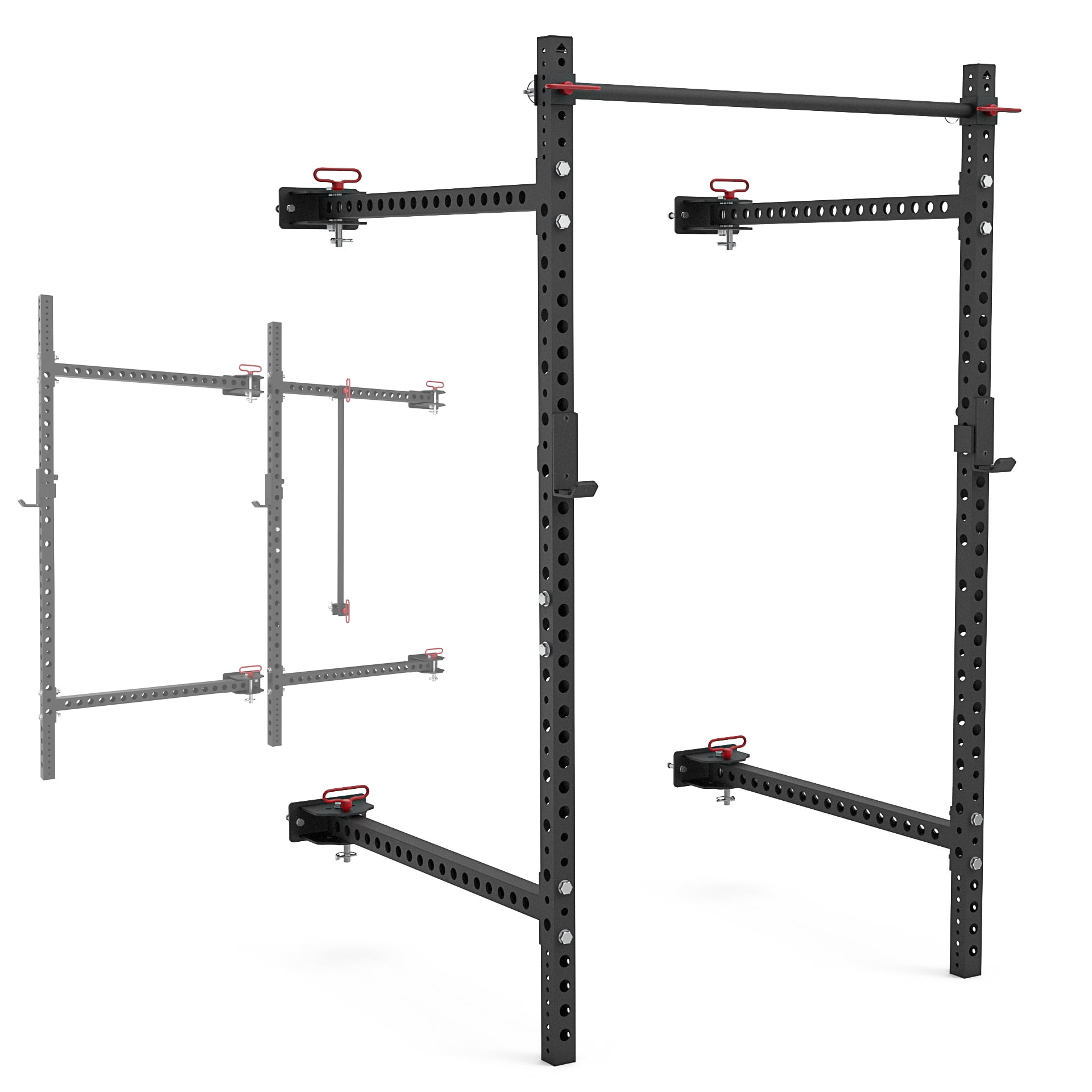 Synergee 2200 Series Folding 41” Squat Rack with JCups & Adjustable Pull Up Bar. Exercise Stand