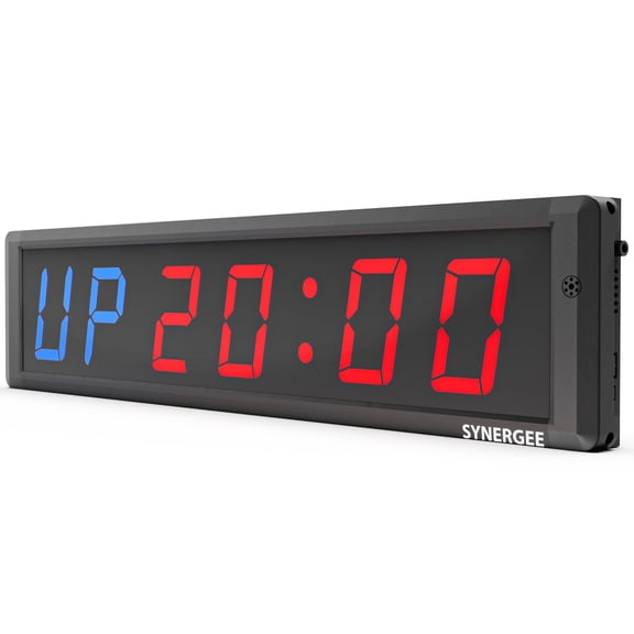 Synergee 28” Workout Interval Timer. Programmable Wall Mounted Interval Timer. Gym Timer with Wireless Remote. Tabata EMOTM Stopwatch Count Up/Down MMA Clock.
