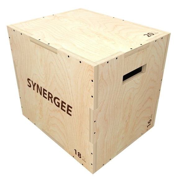 Synergee 3 in 1 Wood Plyometric Box for Jump Training and Conditioning 20/18/16