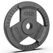 Synergee Cast Iron Weight Plates with 2” Opening for Bodybuilding, Olympic & Power lifting workouts. Metal Weight Plates 45lb Single