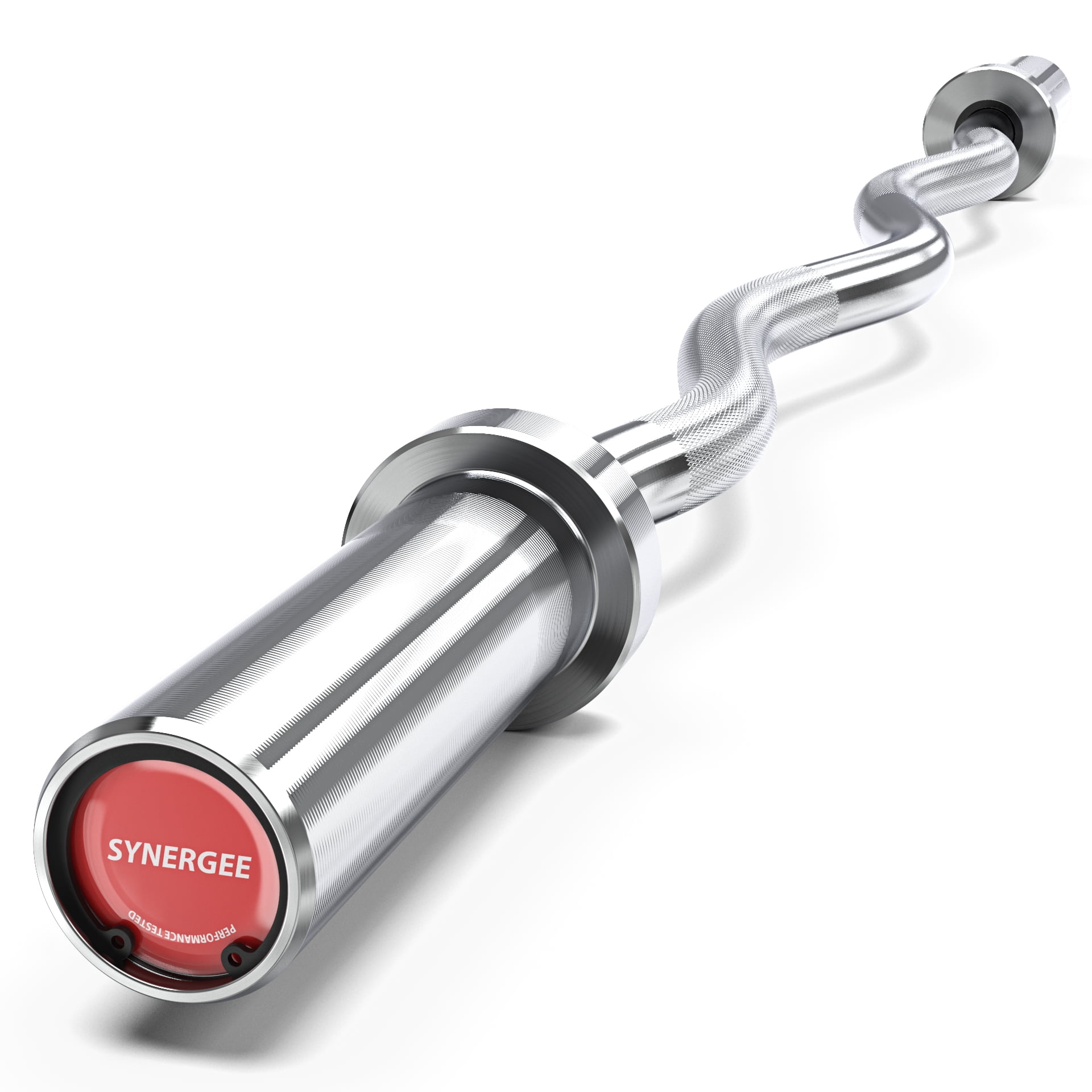 Synergee Commercial Chrome & Black Phosphate Olympic EZ Curl Bar with Powder Coated Brass Bushings