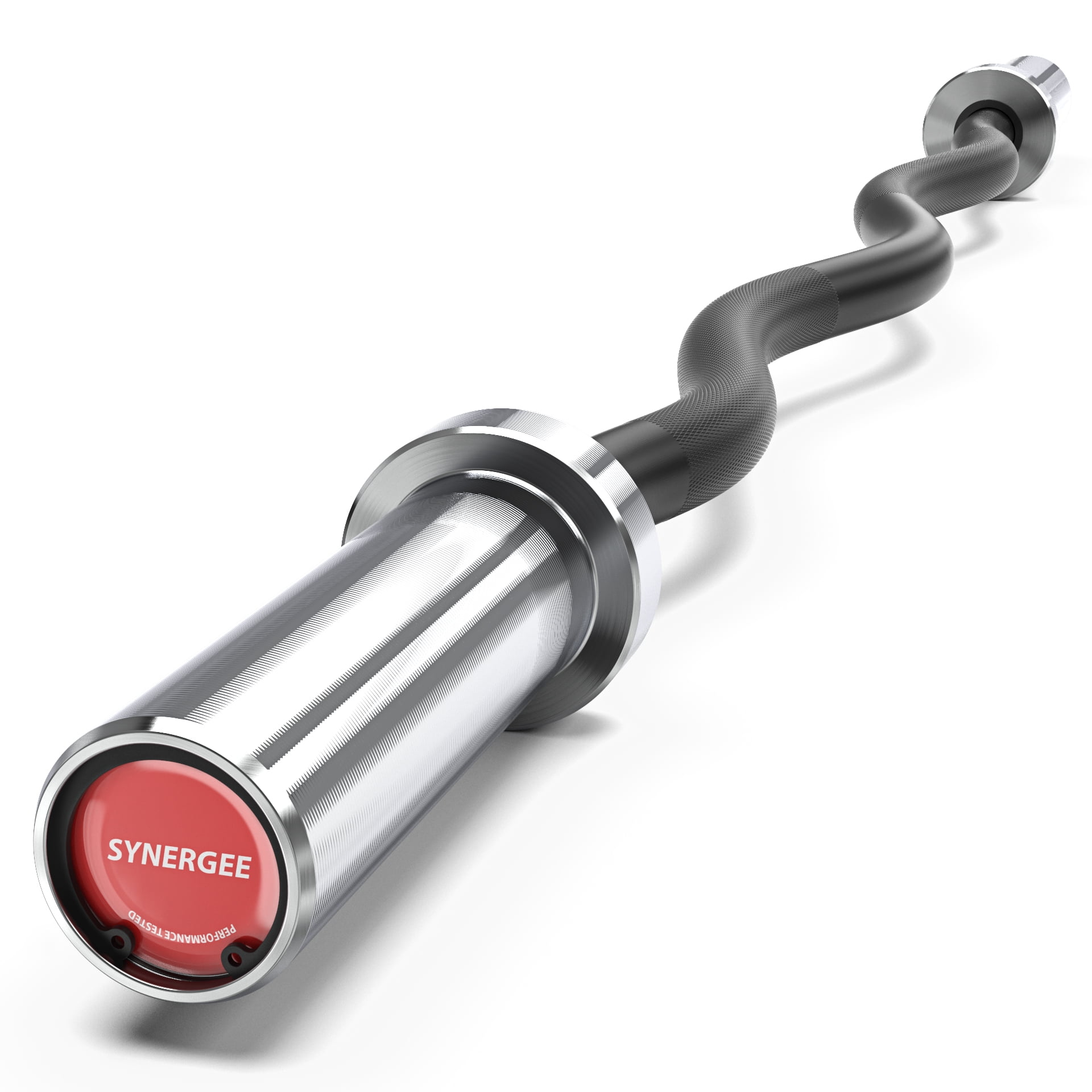 Synergee Commercial EZ Curl Olympic Bar Chrome Sleeves and Black Phosphate Shaft