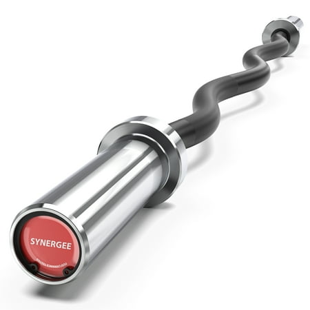 Synergee Commercial EZ Curl Olympic Bar Chrome Sleeves and Black Phosphate Shaft
