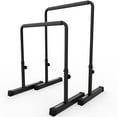 thumbnail image 1 of Synergee Dip Bar Black. Adjustable Dip Station from 30” – 39” for Dips, Inverted Pull Ups. Max capacity 400 lbs. Portable Dip Stand for Total Body Workout., 1 of 7
