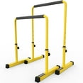 thumbnail image 1 of Synergee Dip Bar Yellow. Adjustable Dip Station from 30” – 39” for Dips, Inverted Pull Ups. Max capacity 400 lbs. Portable Dip Stand for Total Body Workout., 1 of 7