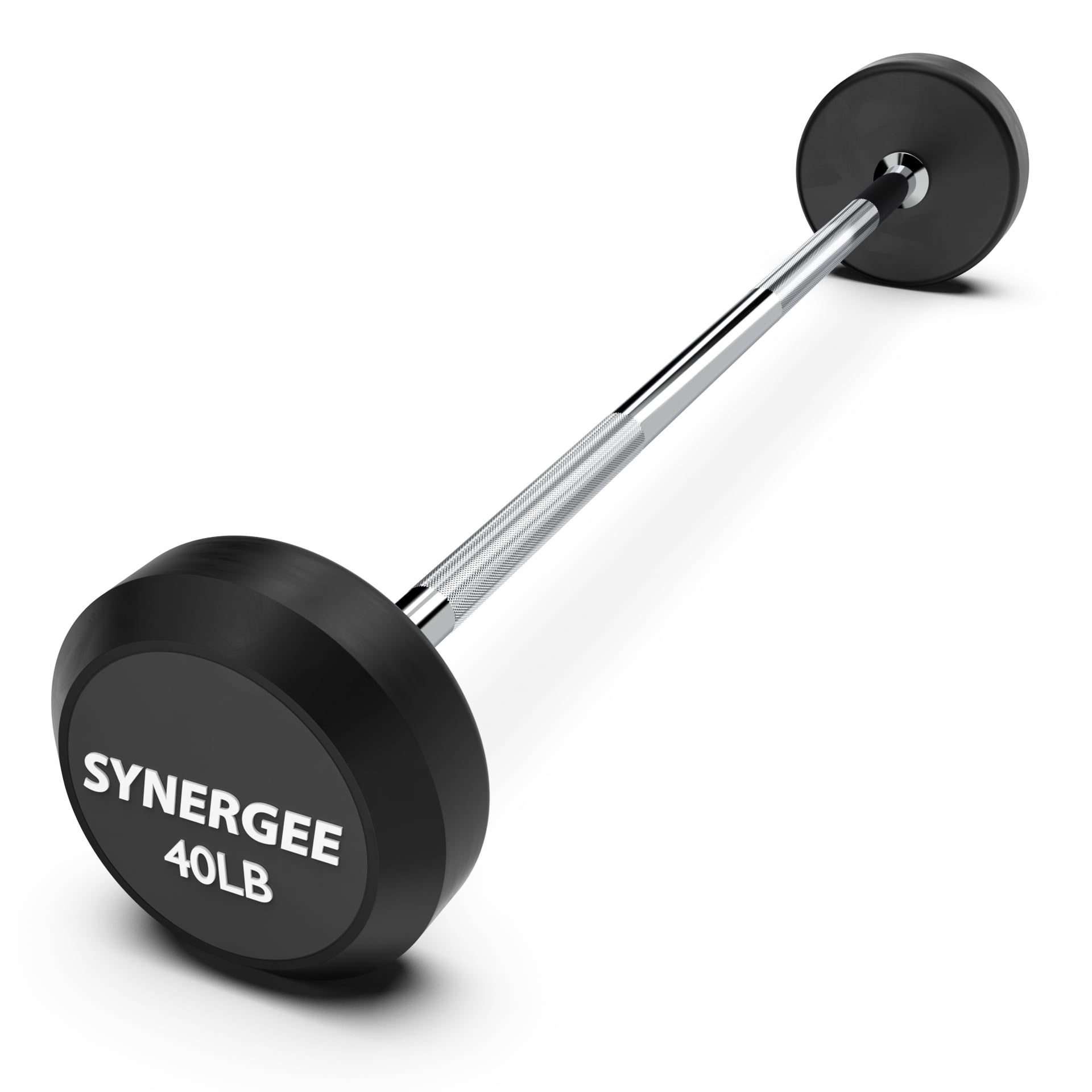 Synergee 40LB Fixed Weight Barbell - Standard Knurl, Steel ...