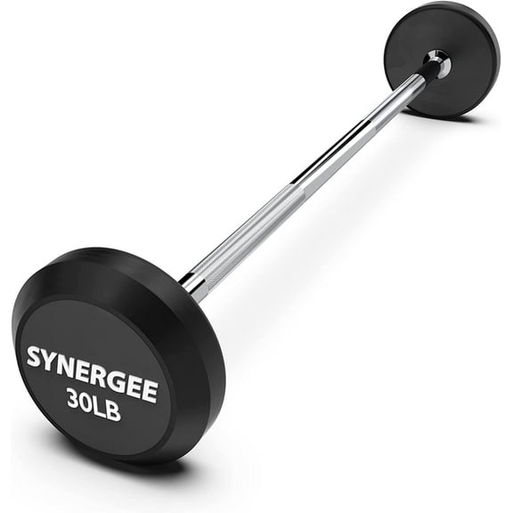 Synergee Fixed Barbell Pre Weighted Straight Steel Bar with Rubber Weights - Fixed Weight