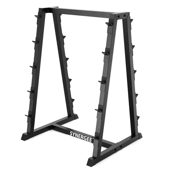Synergee Fixed Barbell Storage Rack for Straight & Curl Bars. Organizes Fixed Barbells and Curls Bars. Great Barbell Stand for Home and Commercial Gyms.