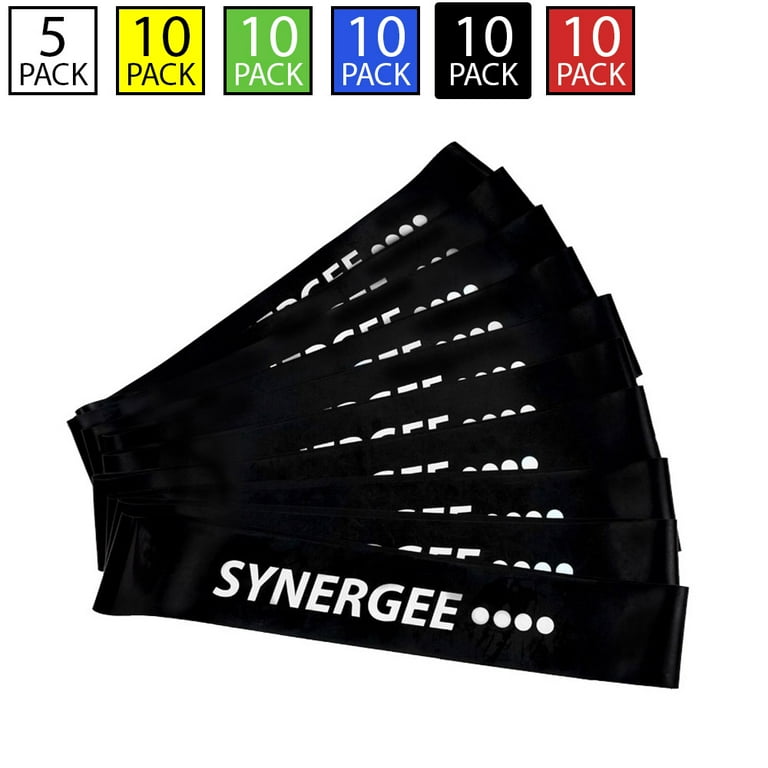 Synergee Mini Band Resistance Loop Exercise Bands Set of 10 Black X Heavy