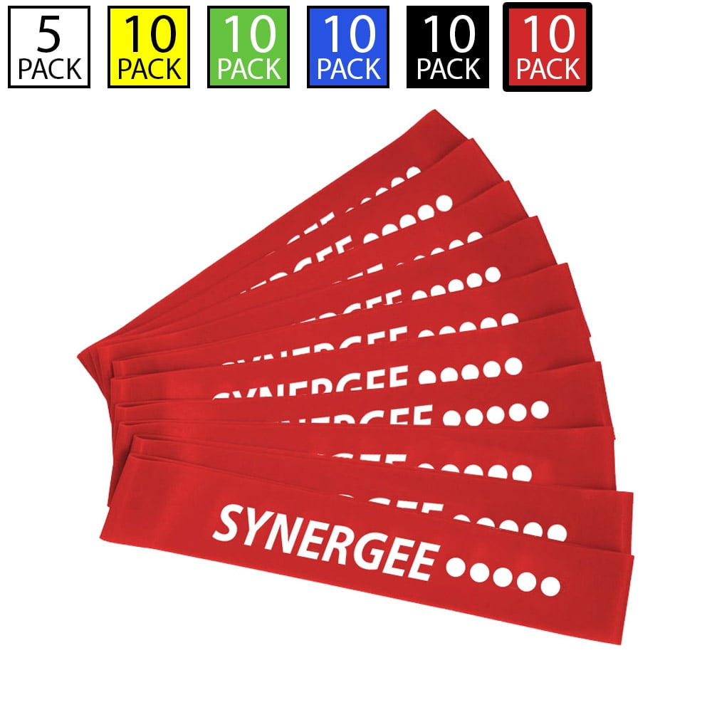 Synergee Mini Band Resistance Loop Exercise Bands Set of 10 Red XX Heavy