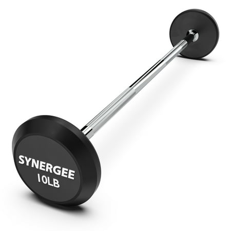 Synergee Non-Slip Fixed Weighted Straight Steel Bar with Rubber Weights Multicolor, 10 lb
