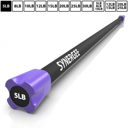 Synergee Workout Bar - 5lb - Padded Weighted Bars ? Body Bar Toning Exercises, Strength & Condition