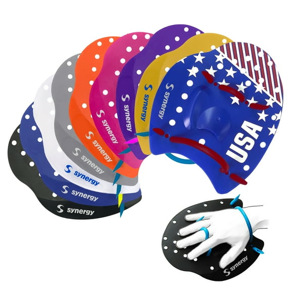 Synergy Hand Paddles for Swim Training (Lemon, Small)
