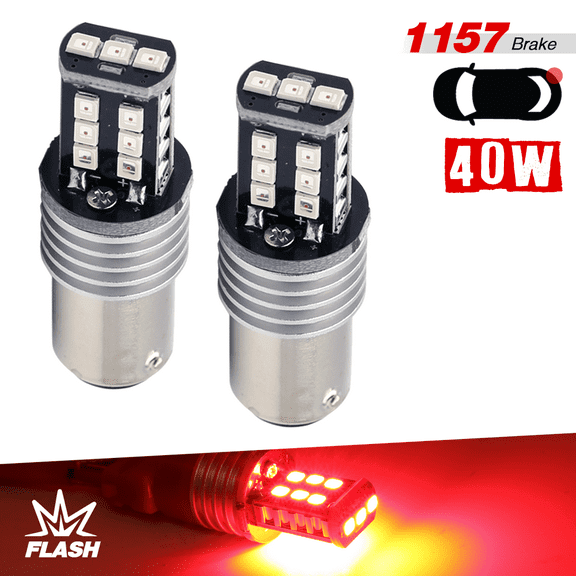 Syneticusa 1157 Red Flashing Strobe Blinking Rear Alert Safety Brake Tail Stop High Power LED Light Bulbs