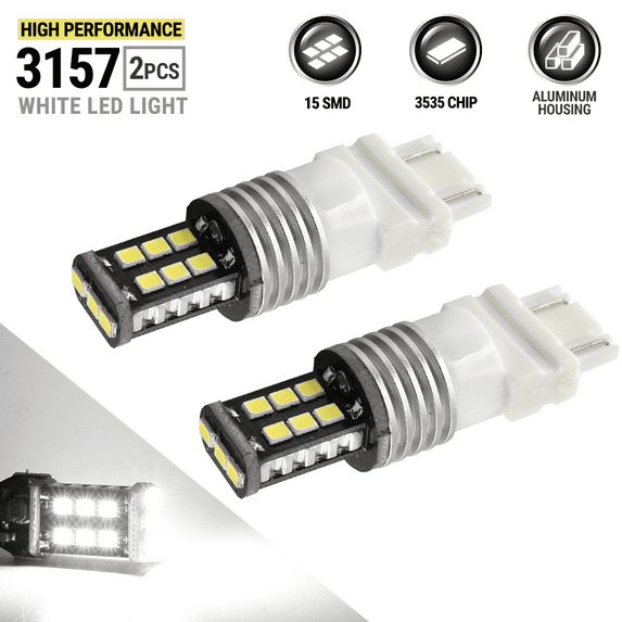 Syneticusa 3157 LED 6000K White DRL Reverse Turn Signal High Power Light Bulbs