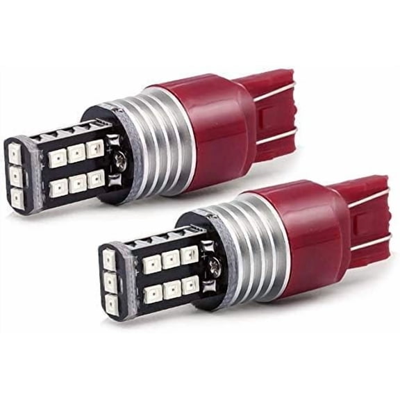 Syneticusa 7440 7443 Red LED Strobe Brake Lights Bulbs Super Bright W21W T20 Wedge High Power 3535 LED 12V Flashing Strobe Stop Lights Replacement for Cars, Truck