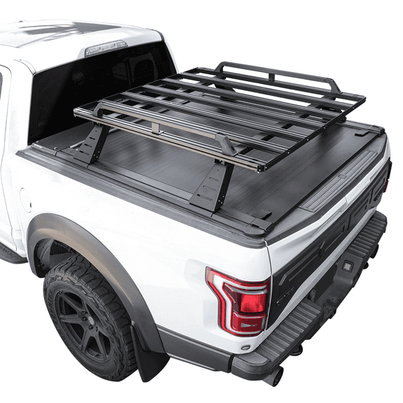 Syneticusa Aluminum Retractable Hard Pro Tonneau Cover+Rack for 2004-2024 F-150 5.6ft Bed
