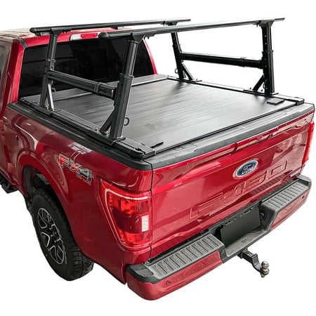 Syneticusa Aluminum Retractable Hard Pro Tonneau Cover+Rack for 2004-2024 F-150 5.6ft Bed