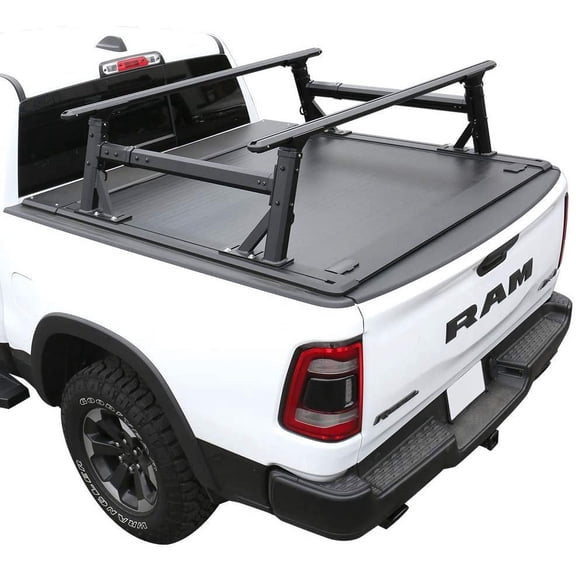 Syneticusa Aluminum Retractable Hard Tonneau Cover+Rack for 2009-2024 Ram 1500 5.7ft Bed