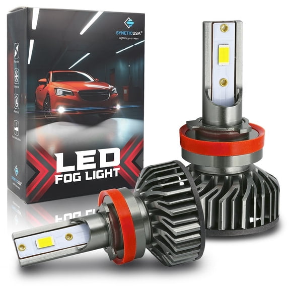 Syneticusa H11 LED Fog Powersports Light Bulbs 120W CSP 6000K White, Quick Installation Pack of 2