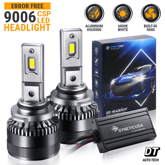 Syneticusa CANBUS Error Free.9006 Headlight 100W LED Fog Light Bulb Kit Low Beam