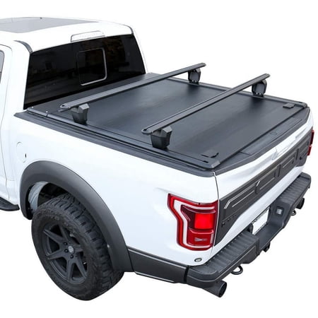 Syneticusa Retractable Hard Pro Tonneau Cover+Crossbar for 2015-2024 F-150 5.6ft Truck Bed