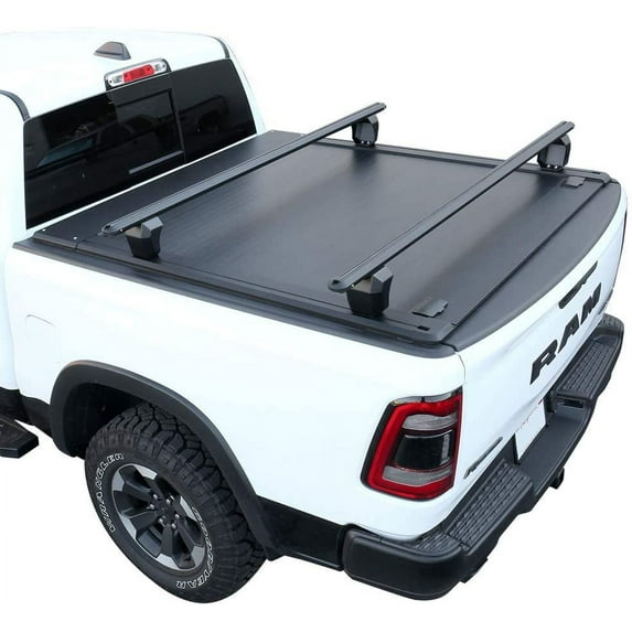 Syneticusa Retractable Hard Tonneau Cover+Crossbar for 2009-2024 Ram 1500 5.7ft Truck Bed