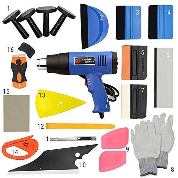 Syneticusa SUV/Truck/Car Window Tint Wrapping Vinyl Application Tools Squeegee Scraper Applicator Kits (21pcs kit+Heat Gun)