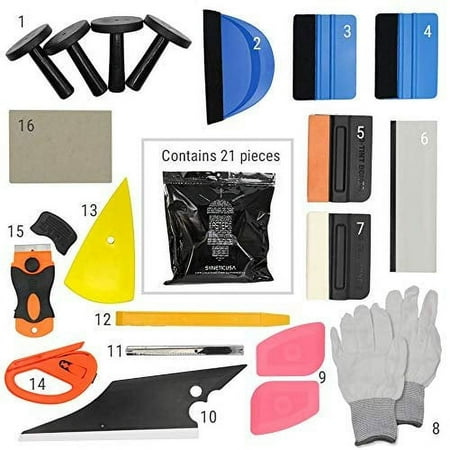 Syneticusa SUV/Truck/Car Window Tint Wrapping Vinyl Application Tools Squeegee Scraper Applicator Kits (21pcs kit)