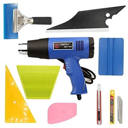 Syneticusa SUV/Truck/Car Window Tint Wrapping Vinyl Application Tools Squeegee Scraper Applicator Kits (8pcs kit+Heat Gun)
