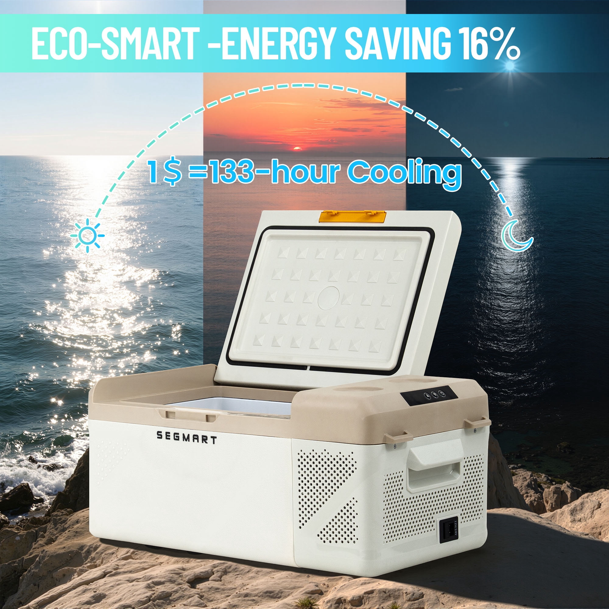 Syngae Cooler, Refrigerator for Outdoor Use, 24V/110V, 16.8QT Portable Mini Fridge with 2 Plugs