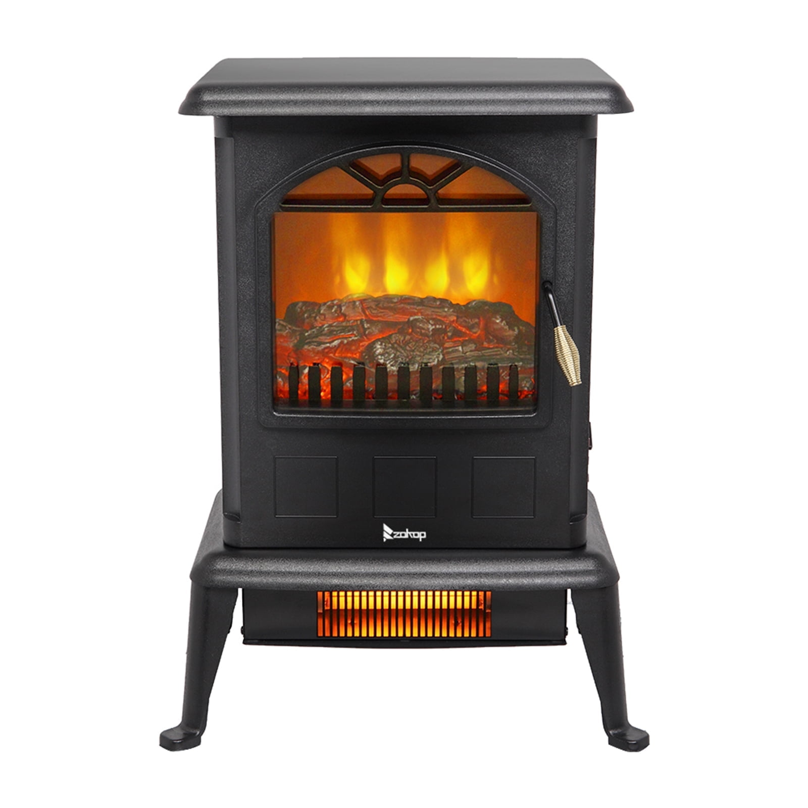 Compact Black Freestanding Infrared Electric Fireplace Stove