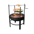 thumbnail image 1 of Syngar 26 Inch Fire Pit with 2 Grill, Round Metal Wood Burning Fire Pit with Turkey Roast Fork, Log Rack and Poker, Outdoor Bonfire Stove for BBQs, Camping, Party, Heating, 1 of 6