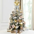 thumbnail image 1 of Syngar 2FT Pre-lit Artificial Christmas Tree, Tabletop Mini Snow Flocked Xmas Tree with Lights and Exquisite Decorations, Rose Gold, 1 of 7