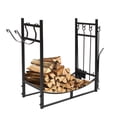 thumbnail image 1 of Syngar 30" Firewood Rack Stand, Heavy Duty Log Holder for Indoor Outdoor, Metal Firewood Storage Rack Stacker Organizer for Patio Porch, Black, 1 of 8