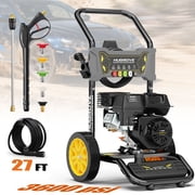 Syngar 3800PSI Pressure Washer with 27FT High-Pressure Hose & 5 Nozzle & Spray Gun, 2.6GPM, Gas Pressure Washer for Patio & Garage