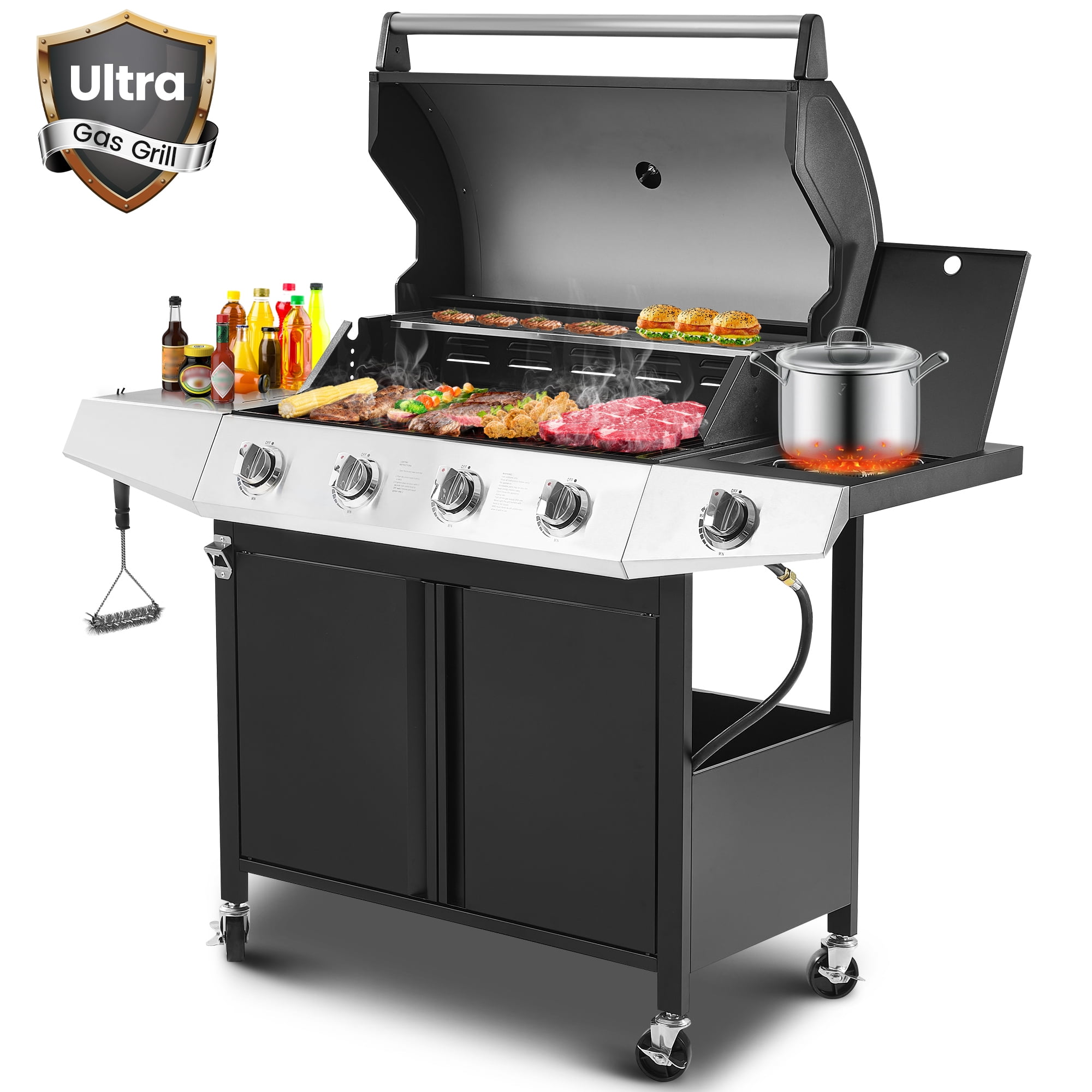 バーベキュー・調理用品 Black LabelFlatBurnerFullBlackverGS-450R Char-Broil Performance Series Black 4-Burner Liquid Propane