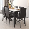 thumbnail image 1 of Syngar 7 Piece Modern PU Leather Space Saving Dining Table with Chair White, 1 of 8