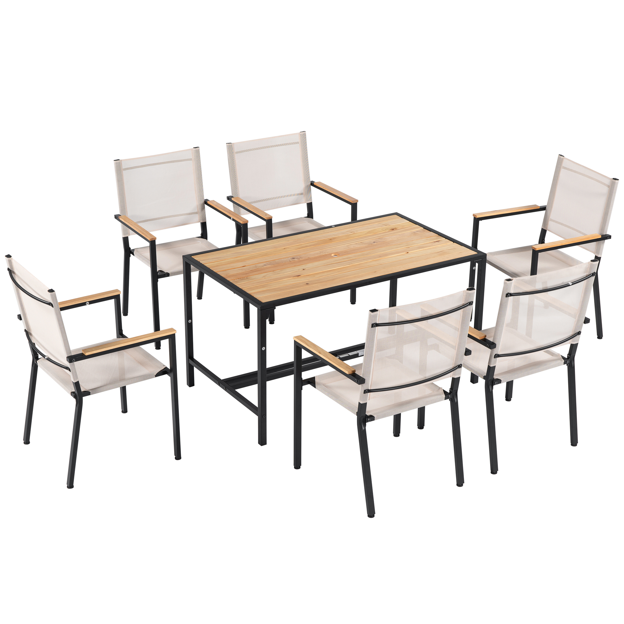 Syngar 7 Piece Patio Dining Table Set, All Weather Dining Table and