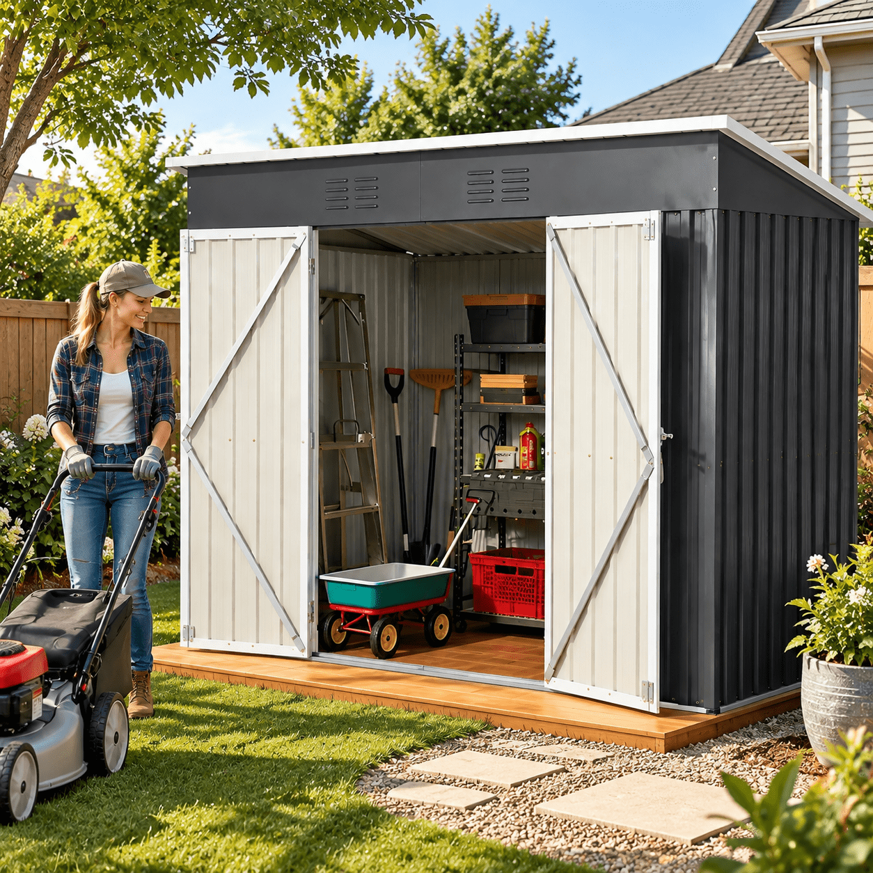 Shed Disasters 6'x4' Steel Garden Shed, Secure Outdoor Storage, UV-Resistant for Yard ...