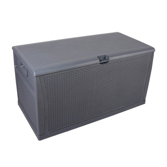 Syngar Backyard Waterproof 120 Gallon Plastic Deck Box with Lid, Gray