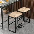 thumbnail image 1 of Syngar Bar Stools Set Of 2, Modern Bar Stools with Water Hyacinth Woven Seat, Indoor Backless Counter Height Bar Stools with Metal Leg and Footrest, Bar Height Stools for Kitchen, Cafe, living Room, 1 of 12
