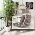 thumbnail image 1 of Syngar Egg Chair with Hanging Chains, Wicker Swing Chair, Patio Hammock Chair with Soft Cushion, Indoor Outdoor Balcony Bedroom Basket Hanging Lounge Chair, 360 lbs Weight Capacity, Gray, 1 of 10