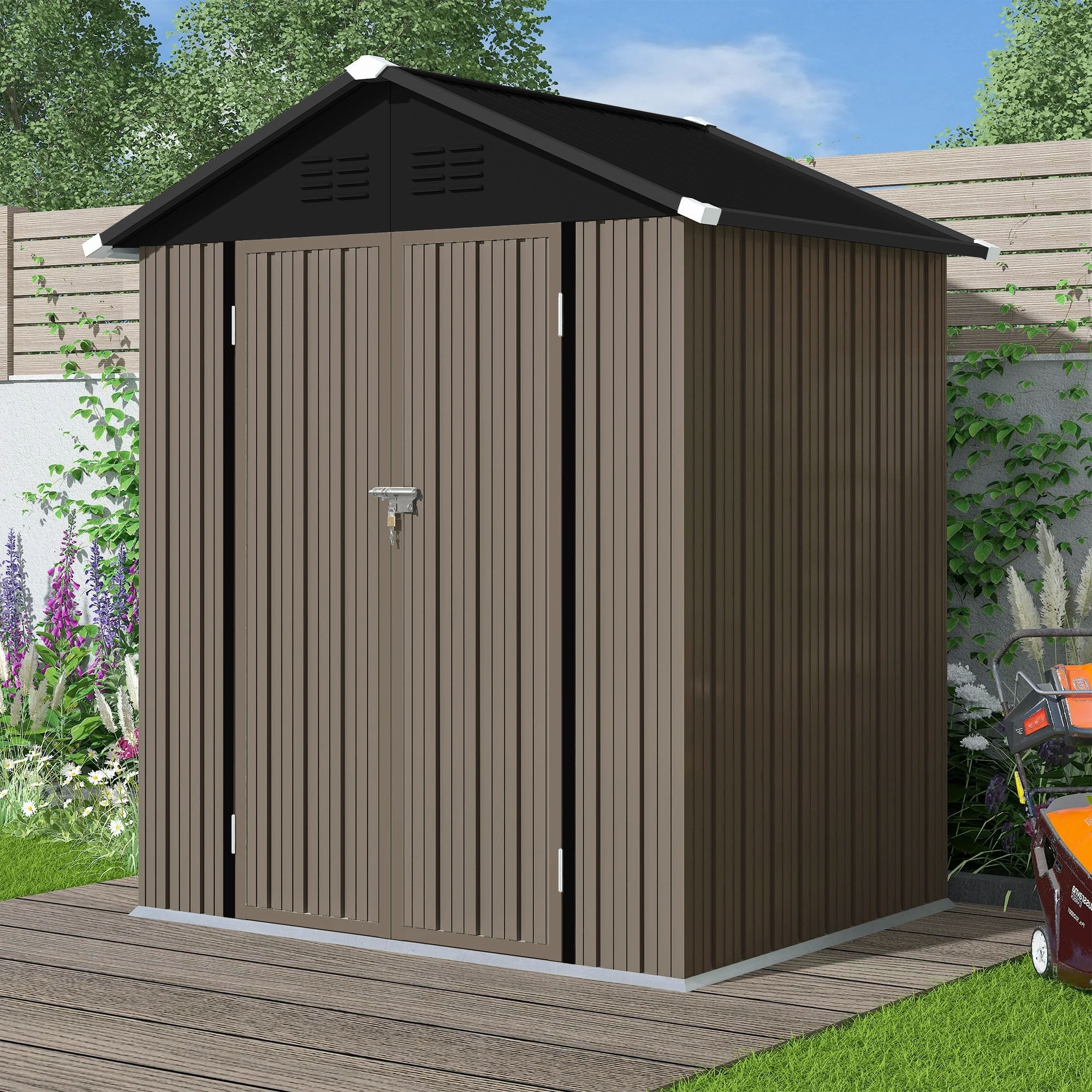 SYNGAR Durable 5'x3' Metal Storage Shed, Garden Tool, Small Trash