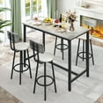 thumbnail image 1 of Modern Counter Height Pub Set, 5 Piece Dining Table Set with 4 Cushioned Stools, Extra Long Bistro Bar Table with Footrest, Kitchen Breakfast Table Set for 4, Gray, 1 of 12