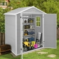 thumbnail image 1 of 6' x 4' Outdoor Plastic Resin Storage Shed, Synagr Large Tools Sheds, Garden Shed with Lockable Doors and Resin Floor for Backyard, Patio, Lawn, 1 of 9